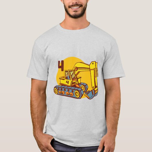キュートイエロー掘削機 Tシャツ (正面)