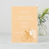 キュートイエロー自転車カップル結婚式招待状 招待状 (スタンド正面)