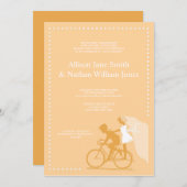 キュートイエロー自転車カップル結婚式招待状 招待状 (正面/裏面)