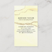 キュートイエロー金ゴールドグリッター大理石アゲートモノグラム 名刺 (裏面)