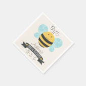 キュートイエロー&ブラックビーブライダルシャワー スタンダードカクテルナプキン (角)