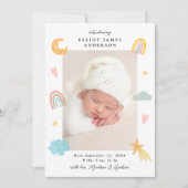 キュートインザクラウドレインボー&スターズ写真誕生 案内状 (正面)