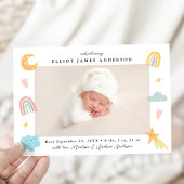 キュートインザクラウドレインボー&スターズ写真誕生 案内状