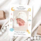 キュートインザクラウドレインボー&スターズ写真誕生 案内状