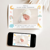 キュートインザクラウドレインボー&スターズ写真誕生 案内状