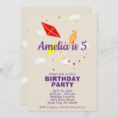 キュートインスカイスケッチ子供の誕生日 招待状 (正面/裏面)