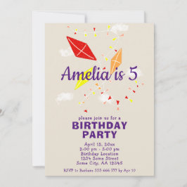 キュートインスカイスケッチ子供の誕生日 招待状