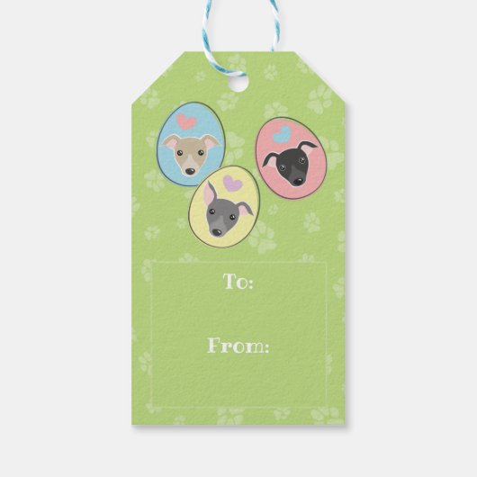 キュートイースターエッグイタリアングレイハウンドおもしろい犬恋人 ギフトタグ (裏面)