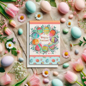 キュートイースターエッグパステルフローラカスタムリース カード