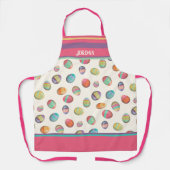キュートイースターエッグパターンパステル名前をカスタムする エプロン (正面)