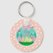 キュートイースターエッグ狩りと蝶カラフルキー キーホルダー (正面)