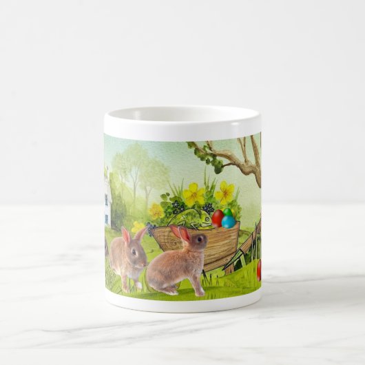 キュートイースターエッグ狩りホリデー コーヒーマグカップ (中央)