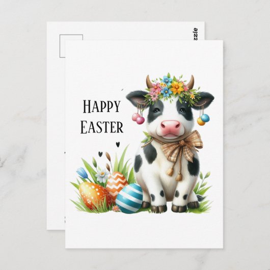 キュートイースターカウアド文字 ポストカード (正面/裏面)
