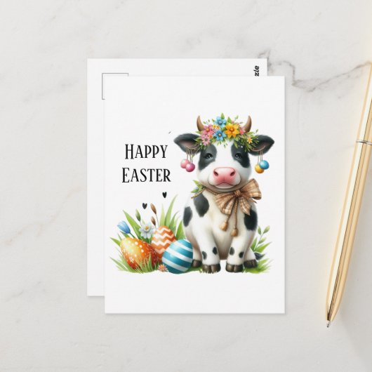 キュートイースターカウアド文字 ポストカード (正面/裏面インサイチュ)