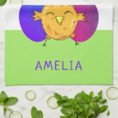 キュートイースターシックアンドエッグハッピーイースター キッチンタオル (折り畳み)