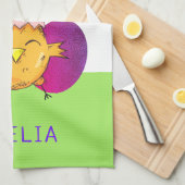 キュートイースターシックアンドエッグハッピーイースター キッチンタオル (四つ折り)