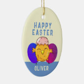 キュートイースターシックアンドエッグハッピーイースター セラミックオーナメント (右)