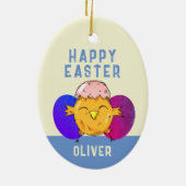 キュートイースターシックアンドエッグハッピーイースター セラミックオーナメント (裏面)