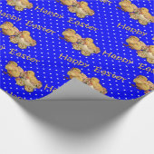 キュートイースターシックズブルー水玉模様イースター ラッピングペーパー (角)