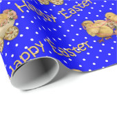 キュートイースターシックズブルー水玉模様イースター ラッピングペーパー (ロールコーナー)