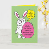 キュートイースターバニーおもしろいヒップホップリドル子供へ カード (黄色い花)