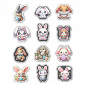 キュートイースターバニーかわいい シール (正面)