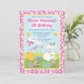 キュートイースターバニーとシック春子供の誕生日 招待状 (スタンド正面)