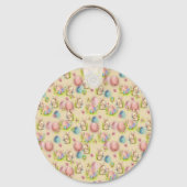 キュートイースターバニーとハッピー春の花休日 キーホルダー (裏面)