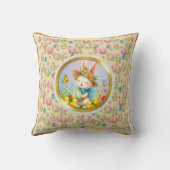 キュートイースターバニーとハッピー春の花休日 クッション (裏面)