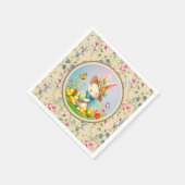 キュートイースターバニーとハッピー春の花休日 スタンダードカクテルナプキン (角)