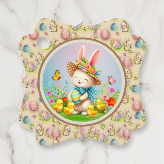 キュートイースターバニーとハッピー春の花休日 フェイバータグ (正面)