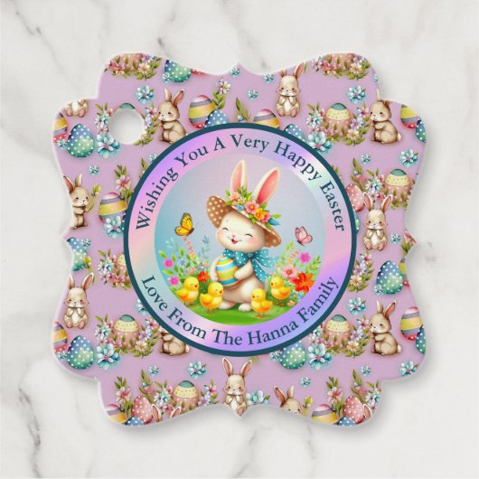 キュートイースターバニーとハッピー春の花休日 フェイバータグ (正面)