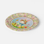 キュートイースターバニーとハッピー春の花休日 ペーパープレート (アングル)