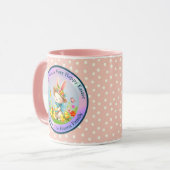 キュートイースターバニーとハッピー春の花休日 マグカップ (正面左)