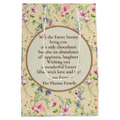 キュートイースターバニーとハッピー春の花休日 ミディアムペーパーバッグ (裏面)