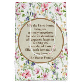 キュートイースターバニーとハッピー春の花休日 ミディアムペーパーバッグ (裏面)