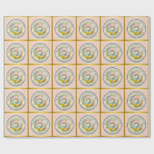 キュートイースターバニーとハッピー春の花休日 ラッピングペーパー (フラット)