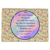 キュートイースターバニーとハッピー春の花休日 ラージペーパーバッグ (裏面)