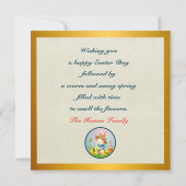 キュートイースターバニーとハッピー春の花休日 招待状 (裏面)