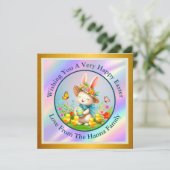 キュートイースターバニーとハッピー春の花休日 招待状 (スタンド正面)