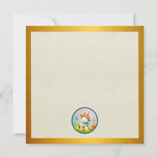 キュートイースターバニーとハッピー春の花休日 招待状 (裏面)