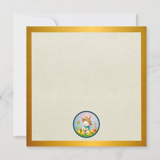 キュートイースターバニーとハッピー春の花休日 招待状 (裏面)