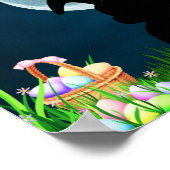 キュートイースターバニーとフルムーンハッピーイースター ポスター (角)