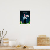 キュートイースターバニーとフルムーンハッピーイースター ポスター (キッチン)