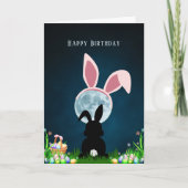 キュートイースターバニーとフルムーンハッピーバースデー カード (正面)