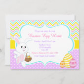 キュートイースターバニーイースターエッグ狩り 招待状 (正面)
