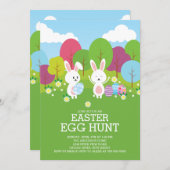 キュートイースターバニーエッグ狩りイースターパーティの招待状 招待状 (正面/裏面)