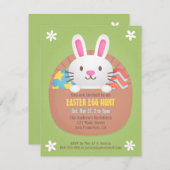 キュートイースターバニーエッグ狩りパーティの招待状 招待状 (正面/裏面)