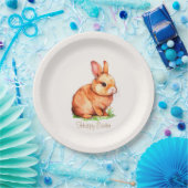 キュートイースターバニーオンアイボリー紙プレート ペーパープレート (パーティー)