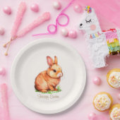キュートイースターバニーオンアイボリー紙プレート ペーパープレート (パーティー)